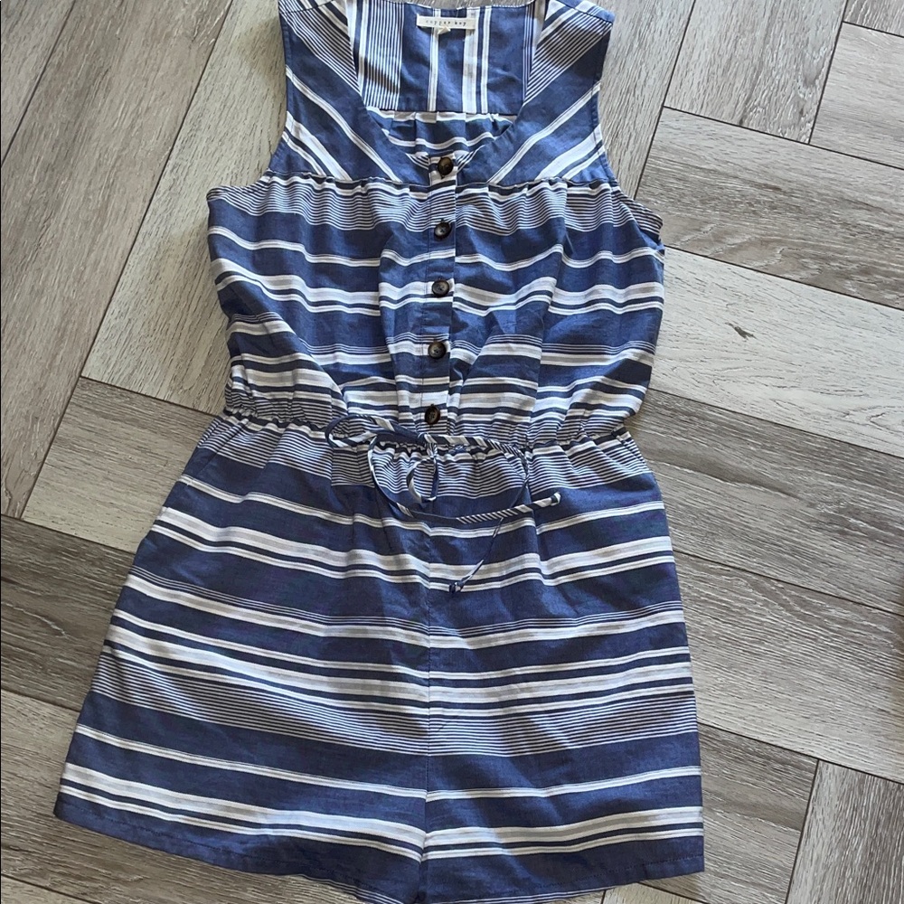 Copper Key Navy and White Striped Kids Romper